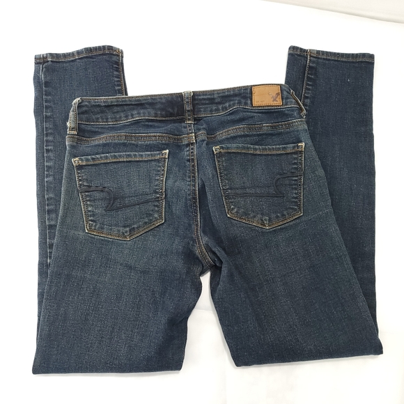 American Eagle Skinny Super Stretch Dark Wash Denim Blue Jeans Sz 4 - Picture 3 of 8